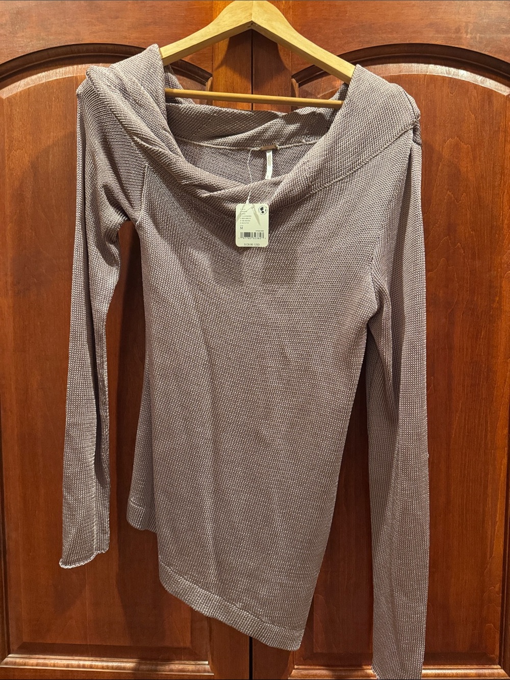 Free People Waffle-Knit Off-Shoulder Cowl Sweater